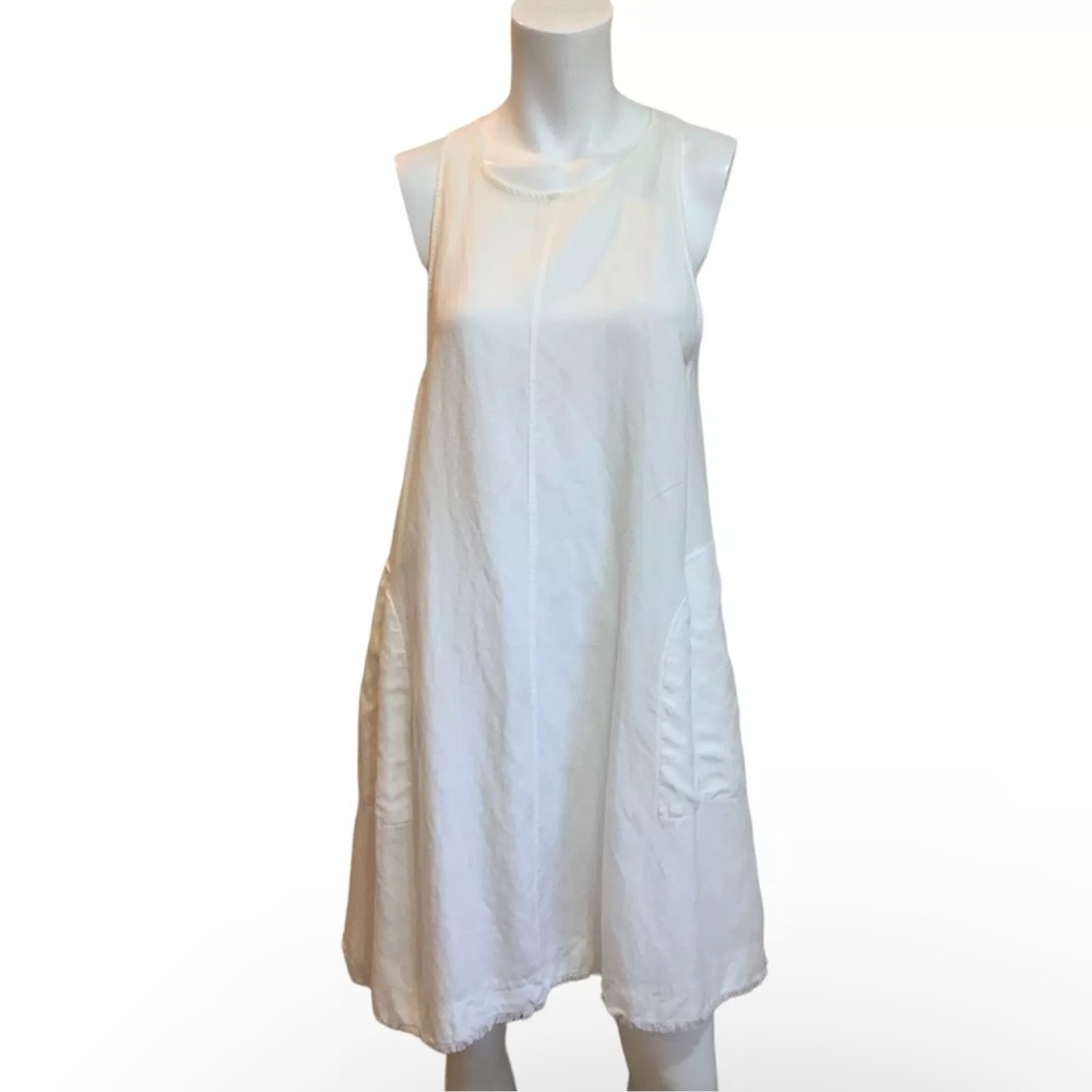 Wilfred Linen Blend Trapeze Dress With Raw Hem Sleeveless Size Medium